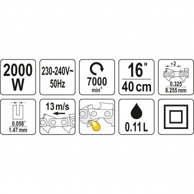 Elektrinis grandininis pjūklas 2000W YATO YT-84870 1