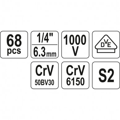 Įrankių rinkinys elektrikui 68vnt YATO YT-39009 7