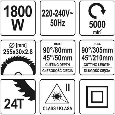 Medžio pjovimo staklės su lazeriu 255mm YATO YT-82173 5