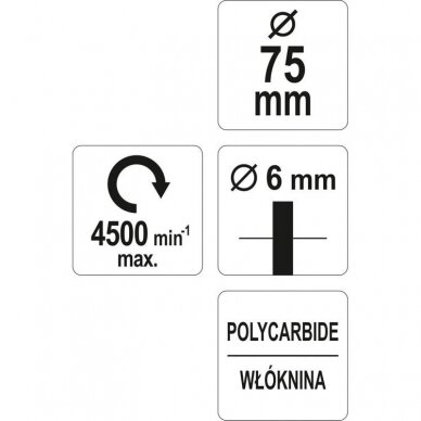 Abrazyvinis šlifavimo diskas, juodas Ø75mm YATO 3