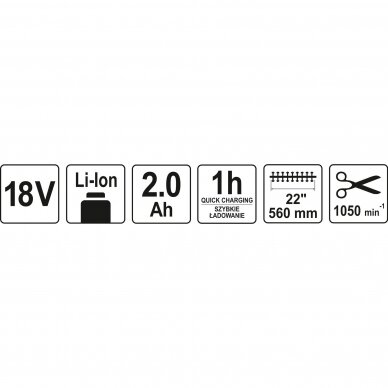 Akumuliatorinė krūmapjovė 18V / 2,0Ah Li-Ion YATO 4