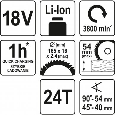 Akumuliatorinis diskinis pjūklas 165 mm be akumuliatoriaus 3