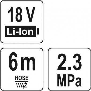 Akumuliatorinis plovimo putų pistoletas 18V 23 BAR (be akumuliatoriaus ir pakrovėjo) 6