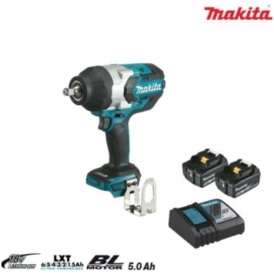 Akumuliatorinis smūginis veržliasukis MAKITA DTW1002RTJ 18V 2x5,0Ah 1000Nm 1/2" 1