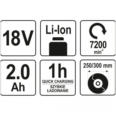 Akumuliatorinis trimeris 18V 2,0Ah YATO 6