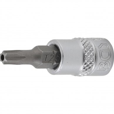 Antgalis T25 įpresuotas į galvutę 6.3mm 1/4" T-Star su skyle Torx T25 BGS 2360