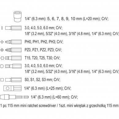 Antgalių rinkinys su reversine rankena 41vnt. Vorel 64385 5