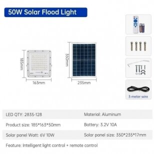 Autonominis saulės baterijos šviestuvas su judesio davikliu 50W