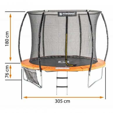 Batutas su vidiniu apsauginiu tinklu 305cm