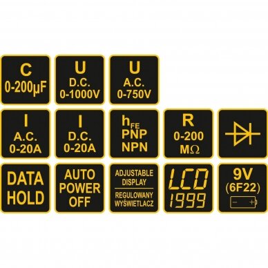 Daugiafunkcinis skaitmeninis testeris Vorel 81775 3