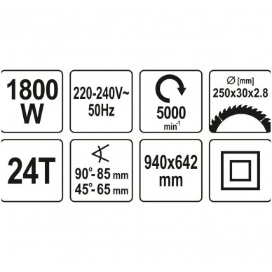 Medžio pjovimo staklės 250mm 1800W YATO YT-82165 6