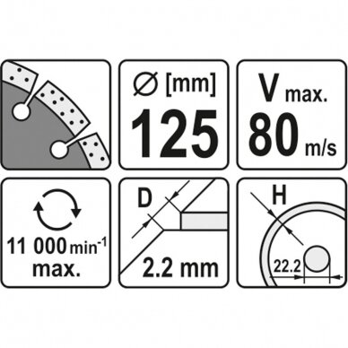 Deimantinis segmentinis pjovimo diskas 125mm YATO YT-6003 3