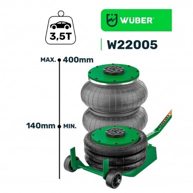 Domkratas pneumatinis 3.5T su 3 oro pagalvėmis WUBER 4