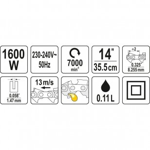 Elektrinis grandininis pjūklas 1600W FLO