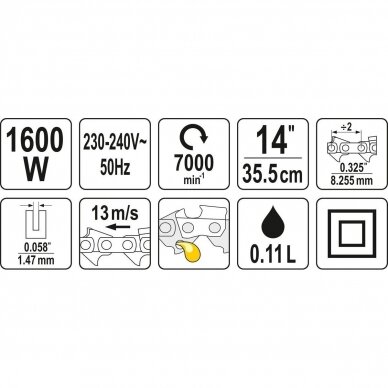 Elektrinis grandininis pjūklas 1600W FLO 1