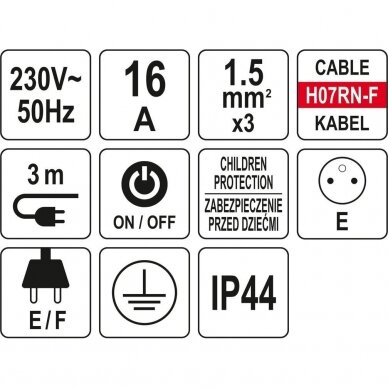 Elektrinis ilgintuvas 5 lizdai su jungikliu ir dangteliais 1.5mm² 3m 6