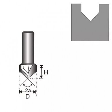 Freza medžiui DEDRA 07F052B, T8 90° 1