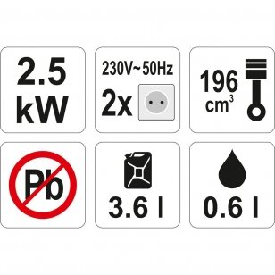 Generatorius benzininis su AVR sistema 2,7kW YATO YT-85453