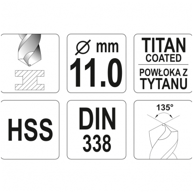 Grąžtas metalui HSS-TIN 11.0 mm 1