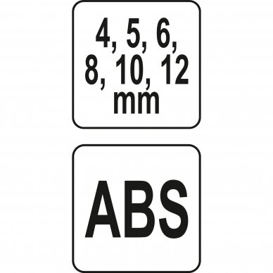 Grąžtų šablonas su rankena  4, 5, 6, 8, 10 ir 12 mm 3