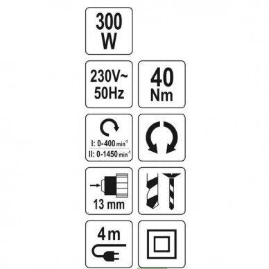 Elektrinis gręžtuvas-suktukas 40Nm 300W YATO 5