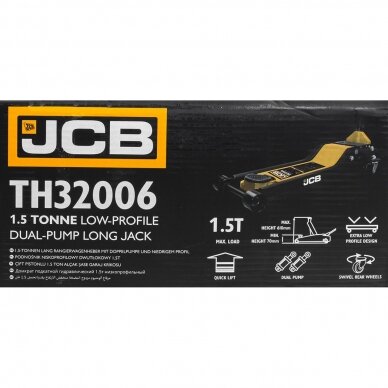 Hidraulinis domkratas žemo profilio su dviguba pompa 1.5T 70-610mm JCB TH32006 3