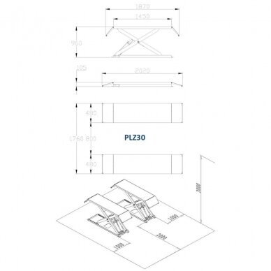 Hidraulinis žirklinis keltuvas 3.0T 380V, PULI PLZ30 2