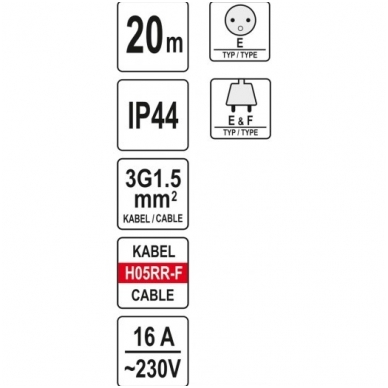 Ilgintuvas guminis su būgnu 20M 3х1,5mm² 1