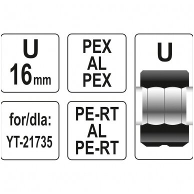 Indėklas U 16 mm presavimo replėms YT-21735 2