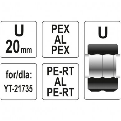 Indėklas U20 mm presavimo replėms YT-21735 2