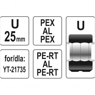 Indėklas U25 mm presavimo replėms YT-21735 2