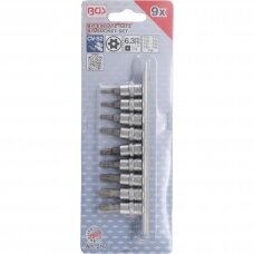 Įpresuotų antgalių rinkinys 1/4" T-Star su skyle Torx T10-T50 BGS