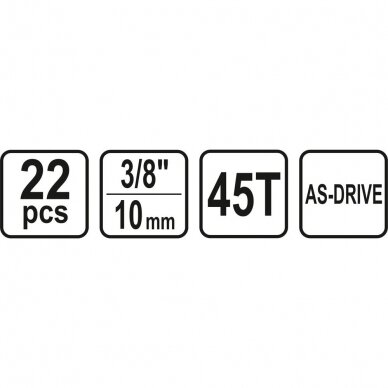 Įrankių komplektas 10mm (3/8")  22vnt. 4