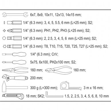 Įrankių rinkinys 44vnt. YATO YT-39280 4