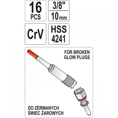 Kaitinimo žvakių išėmimo ir jų sriegio remonto-atnaujinimo rinkinys 16 vnt. 3