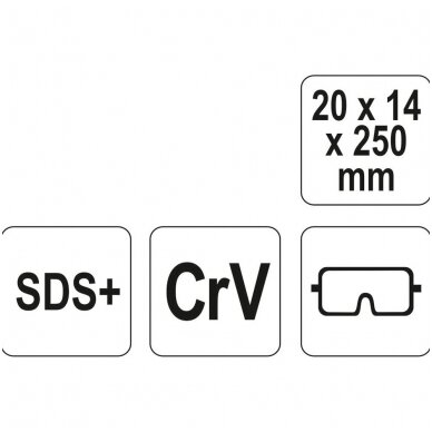 Kaltas betonui plokščias SDS+ 20x14x250mm YATO 2