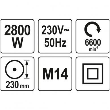 Kampinis šlifuoklis 2800W 230mm YATO 3