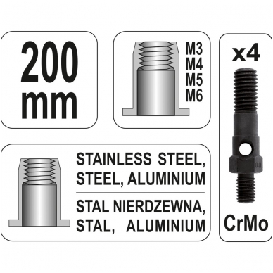 Kniediklis srieginėms kniedėms M3,M4,M5,M6 2