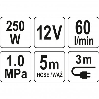 Kompresorius automobilinis 2 cilindrai Led lempa 12V 250W YATO 5