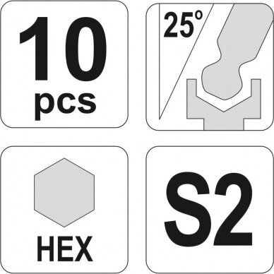 L tipo raktų rinkinys ilgas tipas S2 hex šešiakampis su šarnyru 1,27 - 10 mm 10 vnt. 1