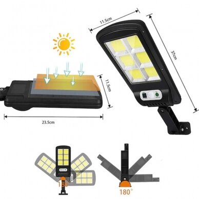 Lauko šviestuvas su saulės baterija, judesio daviklis 160W 5