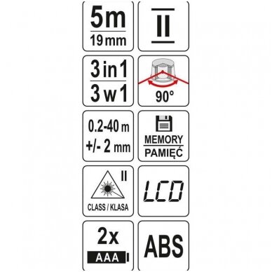 Lazerinis atstumo matuoklis 40 m su rulete 5 m 4