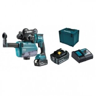 Makita DHR182RTWJ Akumuliatorinis perforatorius 18V 2x5.0Ah, SDS-PLUS, 1,7J, LED + Vacuum