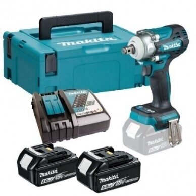 Makita DTW300RTJ Akumuliatorinis smūginis veržliasukis 18V, 330 Nm, 2x5.0Ah