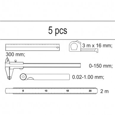 Matavimo įrankių rinkinys į vežimėlius 5 vnt. 1