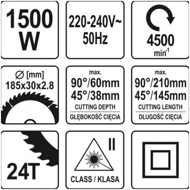 Medžio pjovimo staklės su lazeriu 185mm YATO YT-82172 4