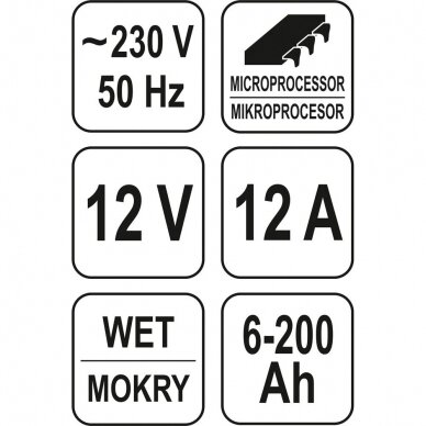 Mikroprocesorinis impulsinis akumuliatorių pakrovėjas 12V 12A 6-200ah 4