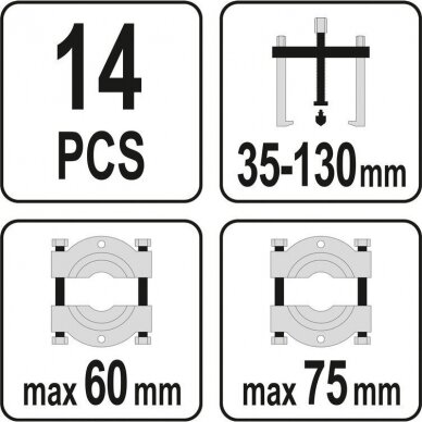 Nuėmėjų komplektas + tiltas ir kojelės 14vnt. YATO YT-06412 4