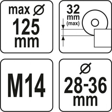 Pjovimo apsauga kampiniam šlifuokliui nuo dulkių M14 115/125mm YATO YT-82992 3