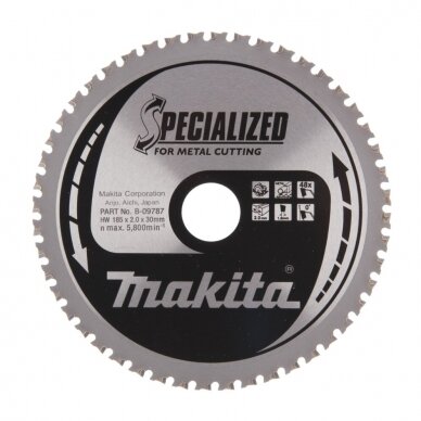 Pjūklas metalui (diskiniam pjūklui) SPECIALIZED 185x2x30mm 0° T48 Makita B-09787